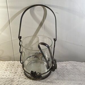 VINTAGE 60’s Ice Bucket Studio Silversmith Grape Glass & Silverplate 3 Pc Set